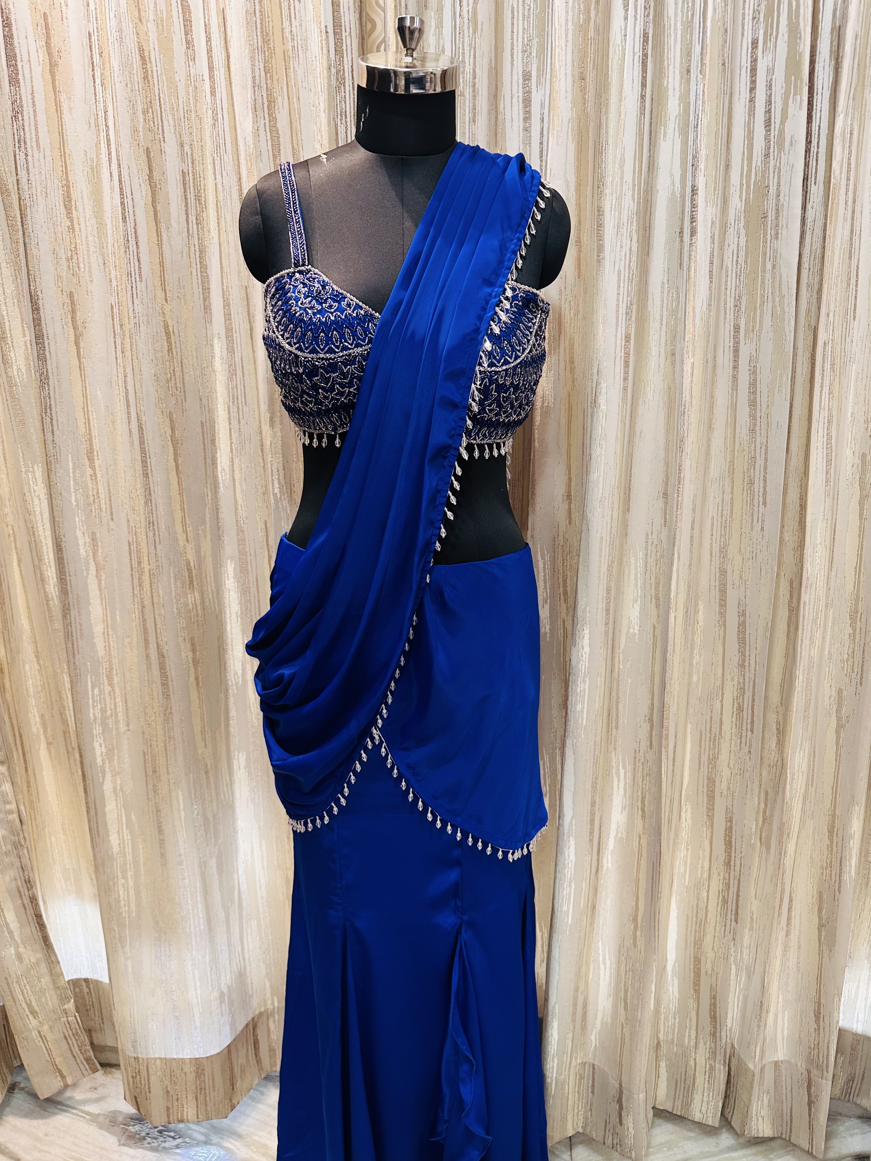 Blue Slit Saree