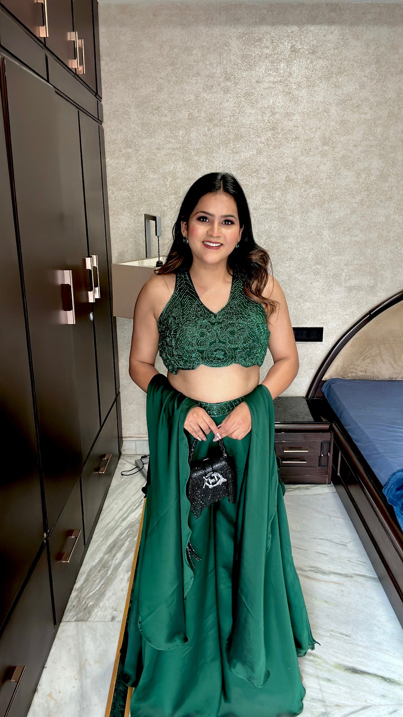 Green Sharara Backless Set