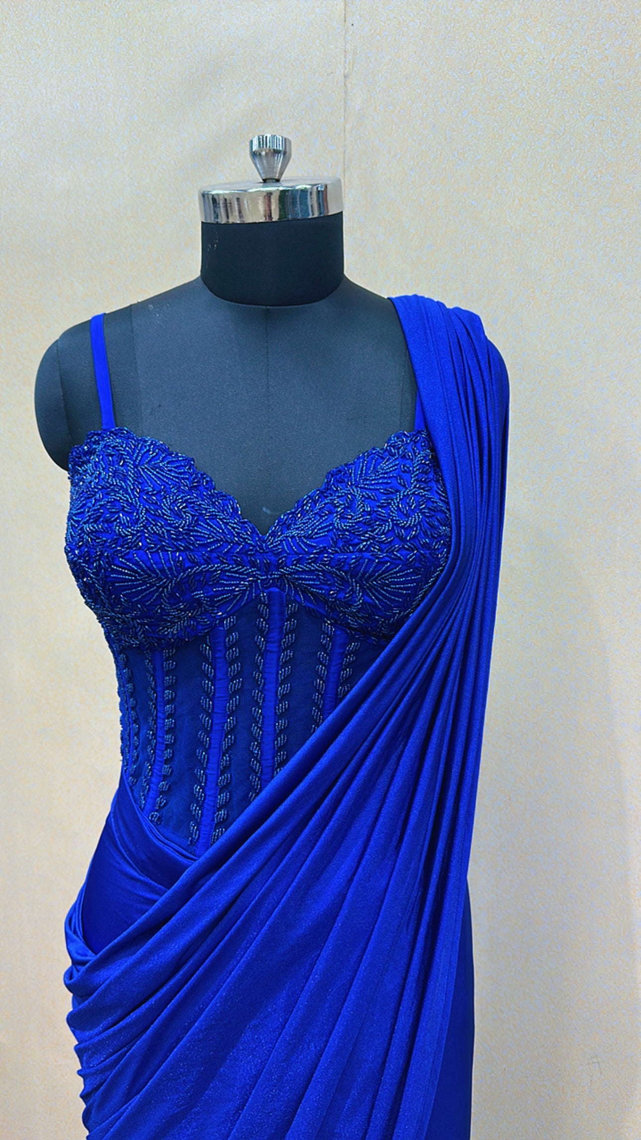 Royal Blue Corset Saree
