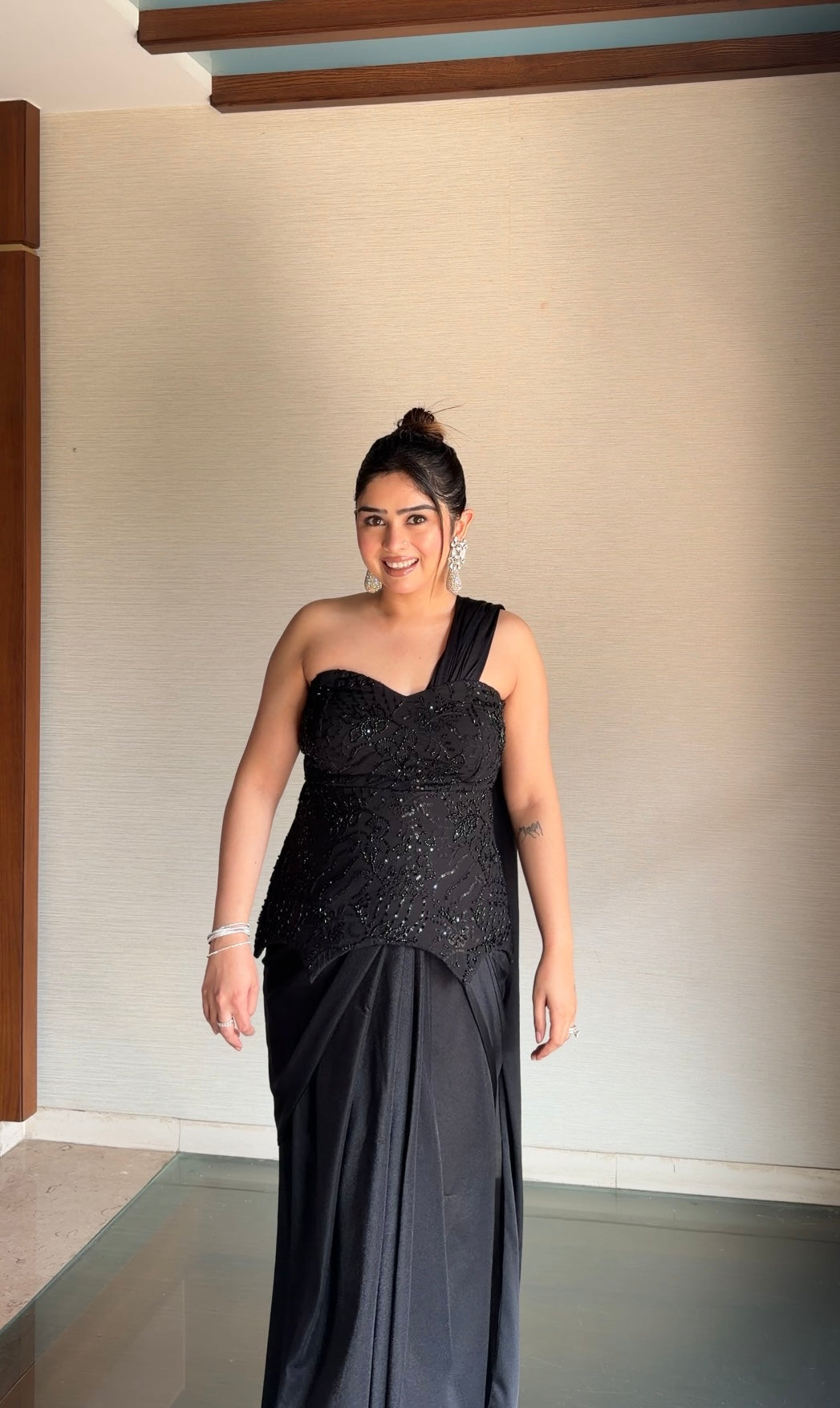 Black Peplum Corset Saree