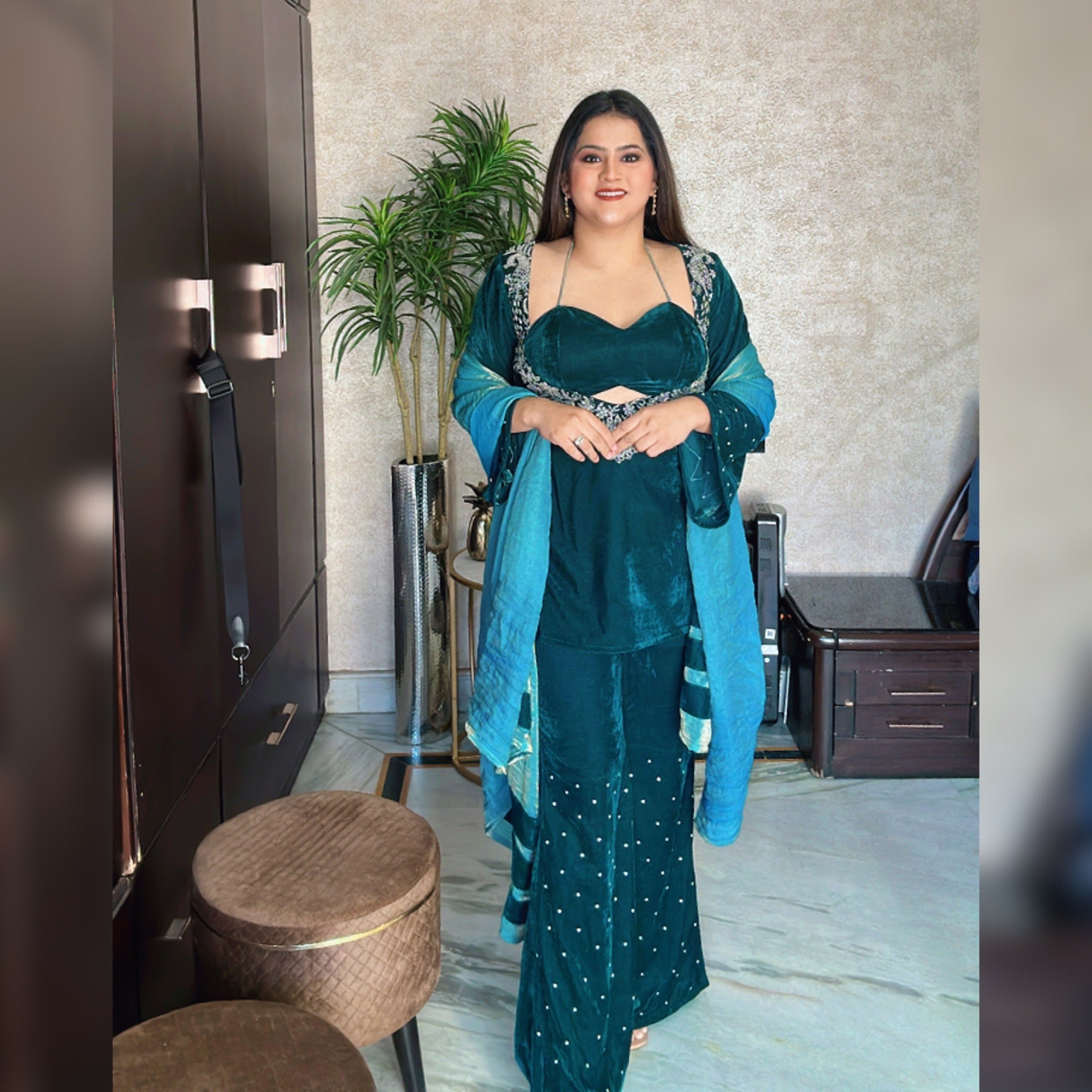 Teal Velvet Three-piece set