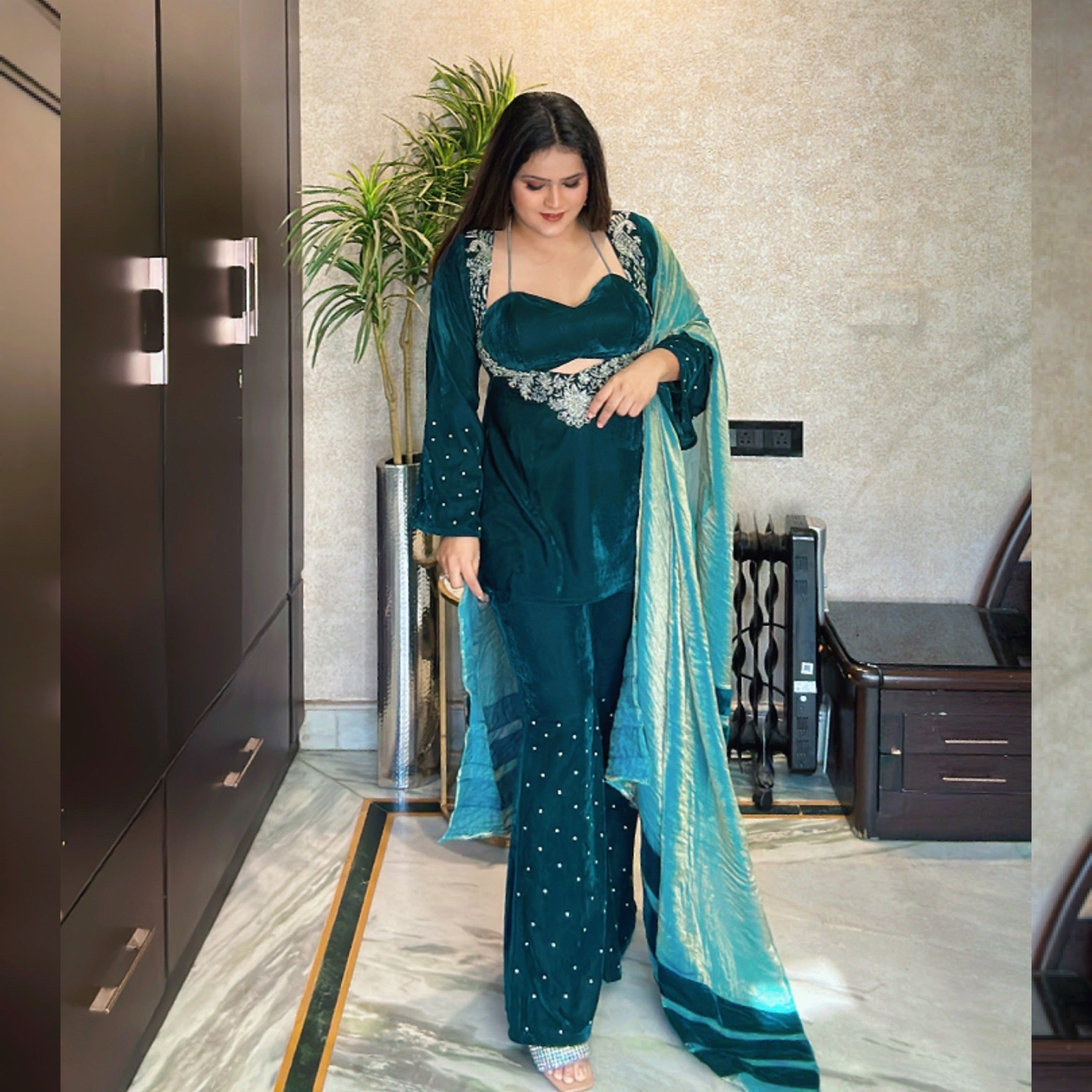 Teal Velvet Three-piece set