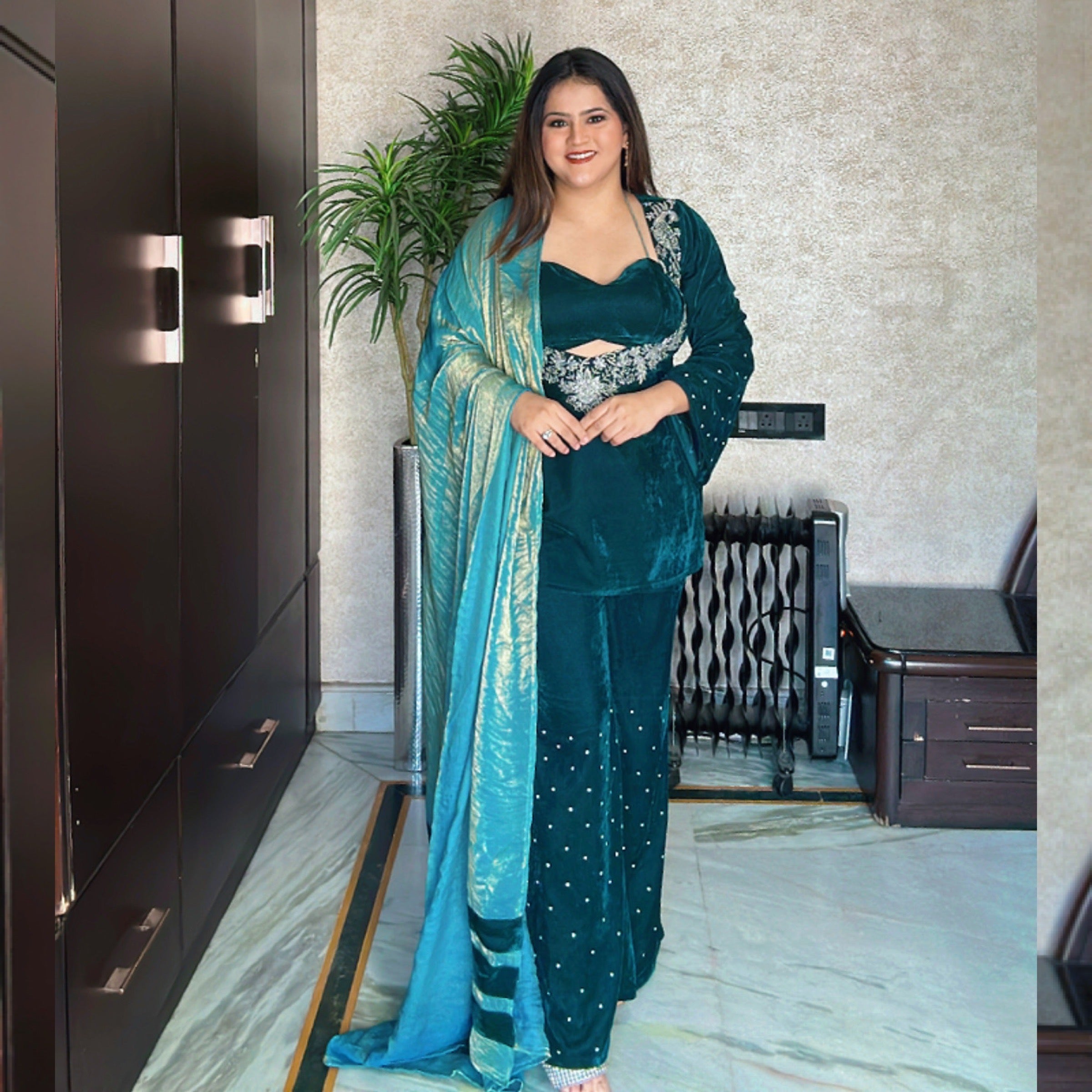 Teal Velvet Three-piece set