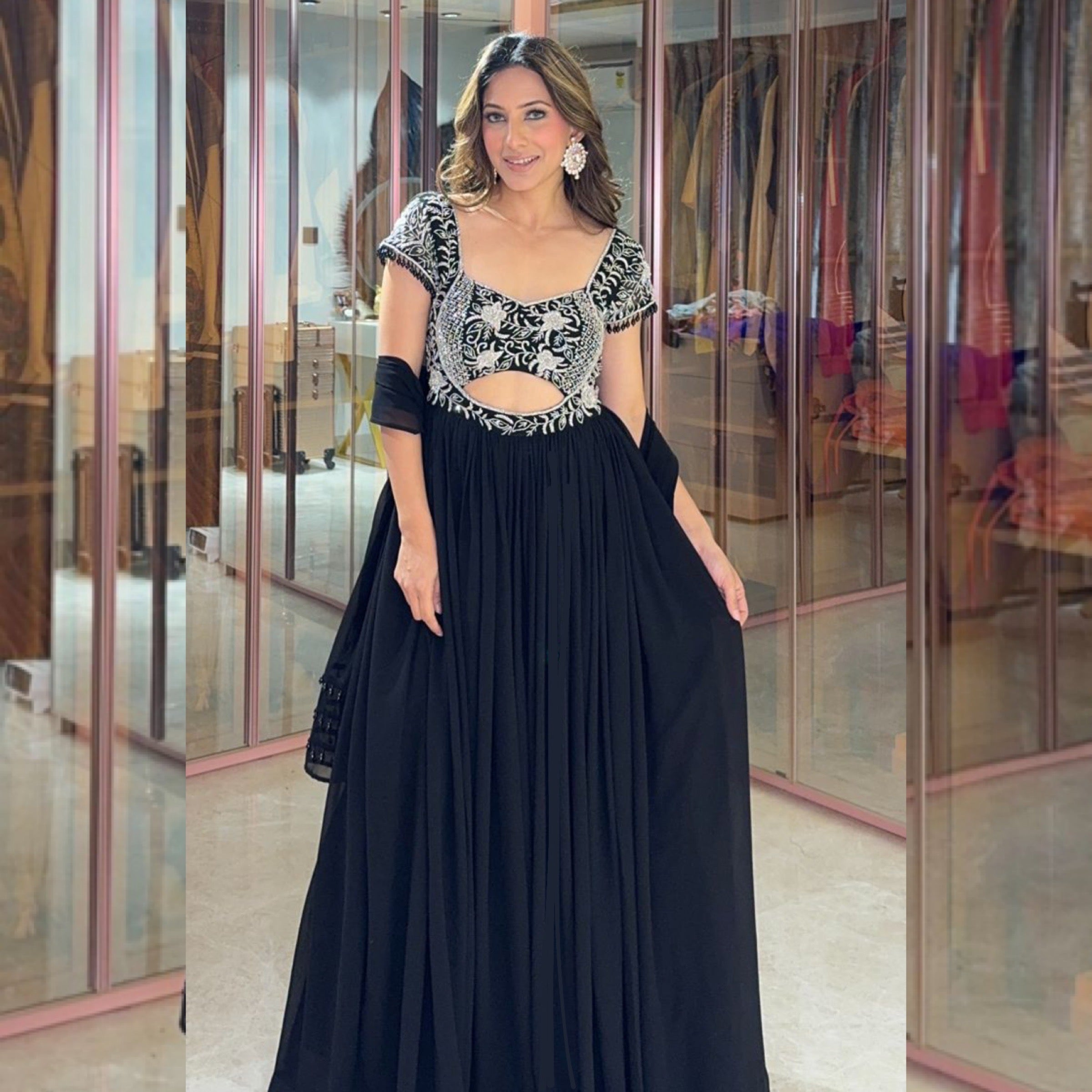 Black Cut-Out Anarkali