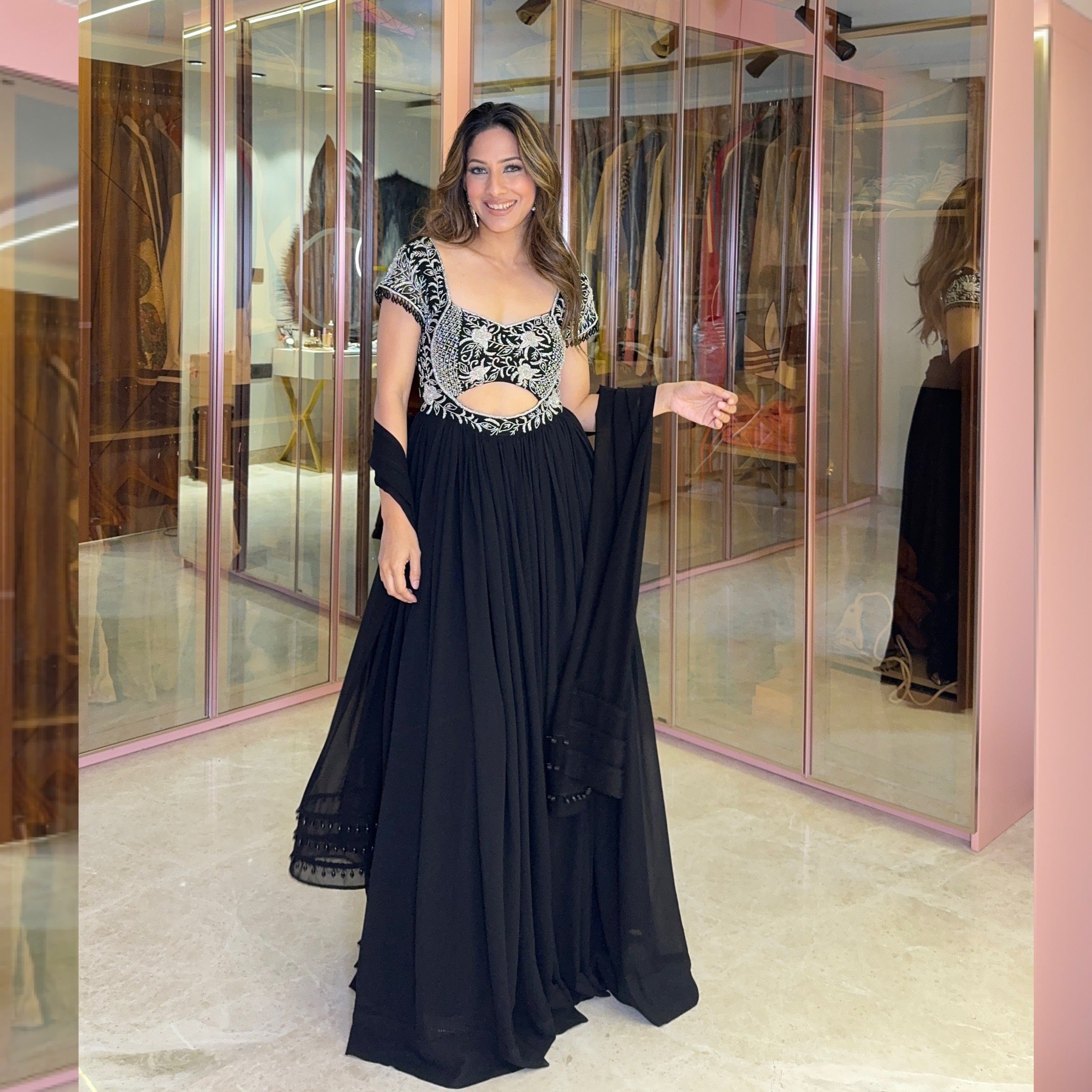 Black Cut-Out Anarkali