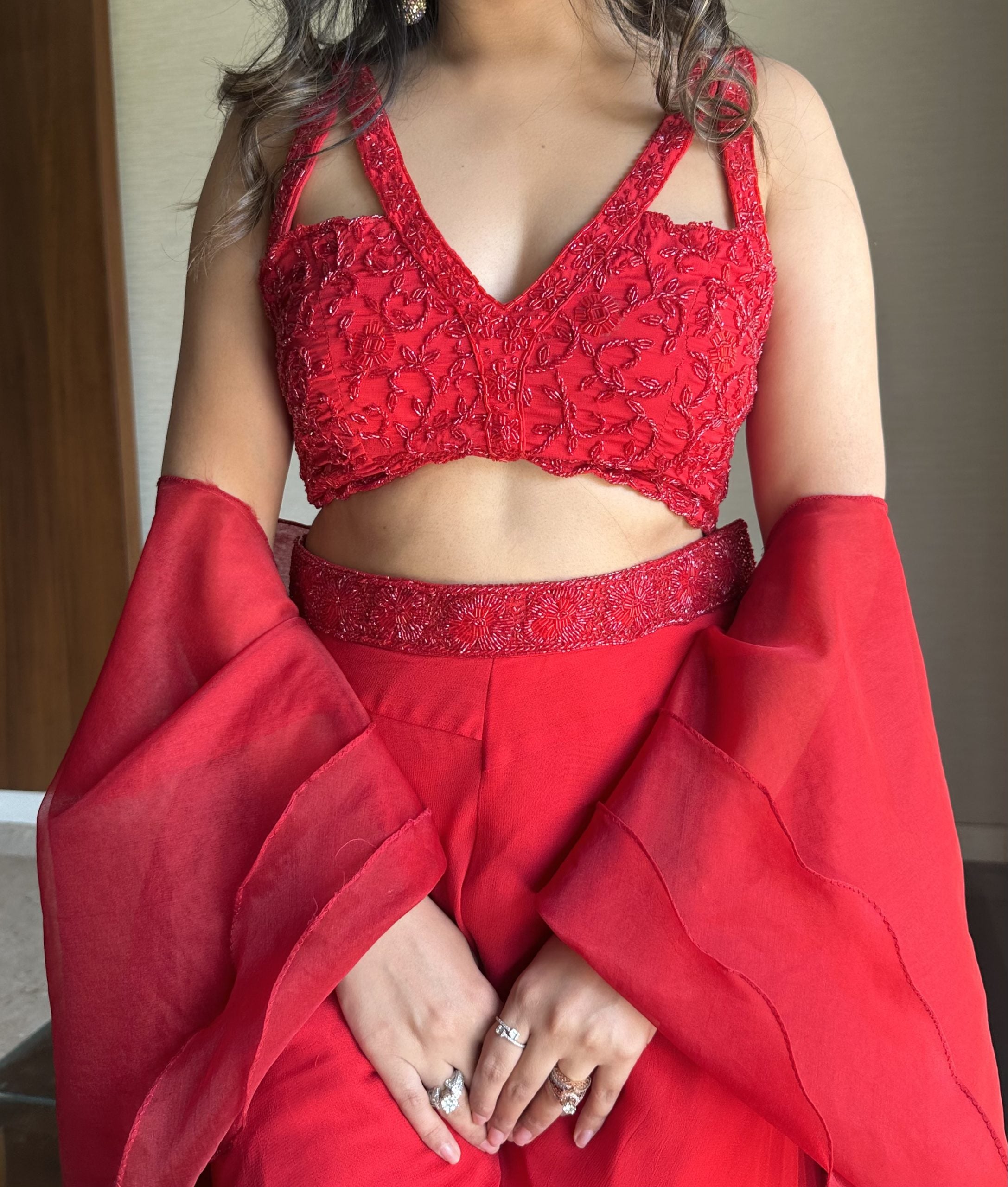 Red Sharara Set