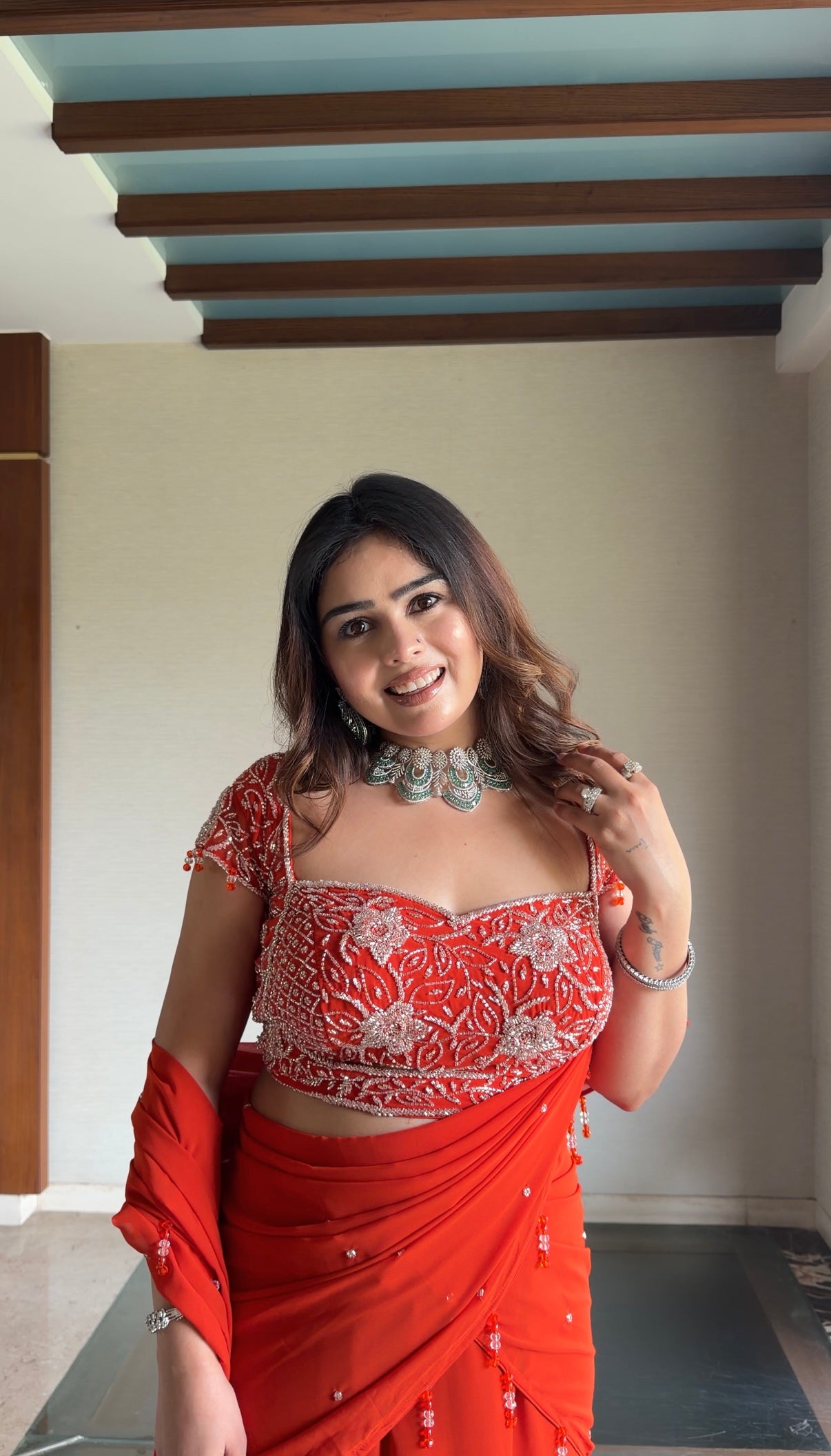 Orange Cut-out Saree