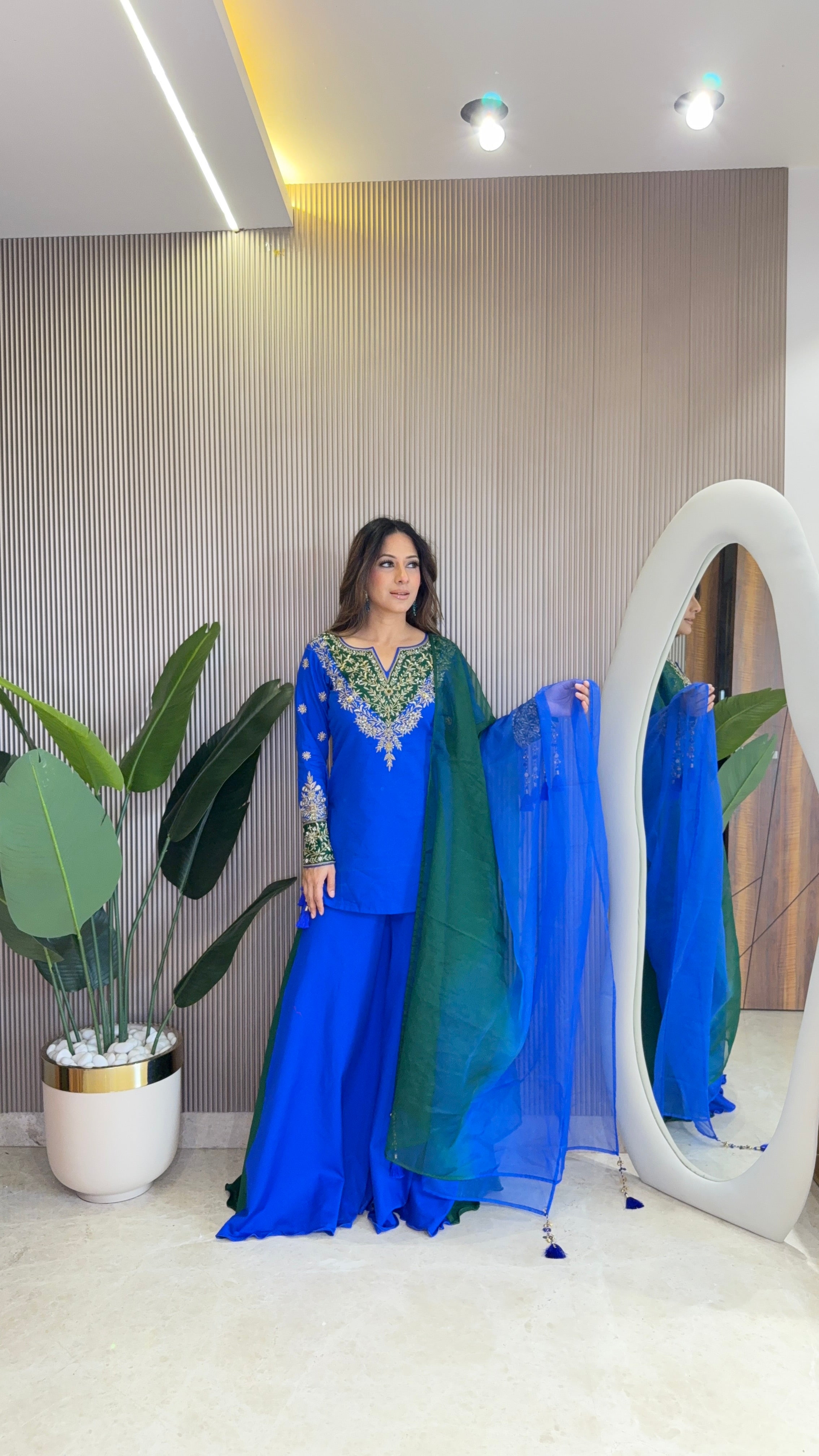 Blue and Green Suit Set