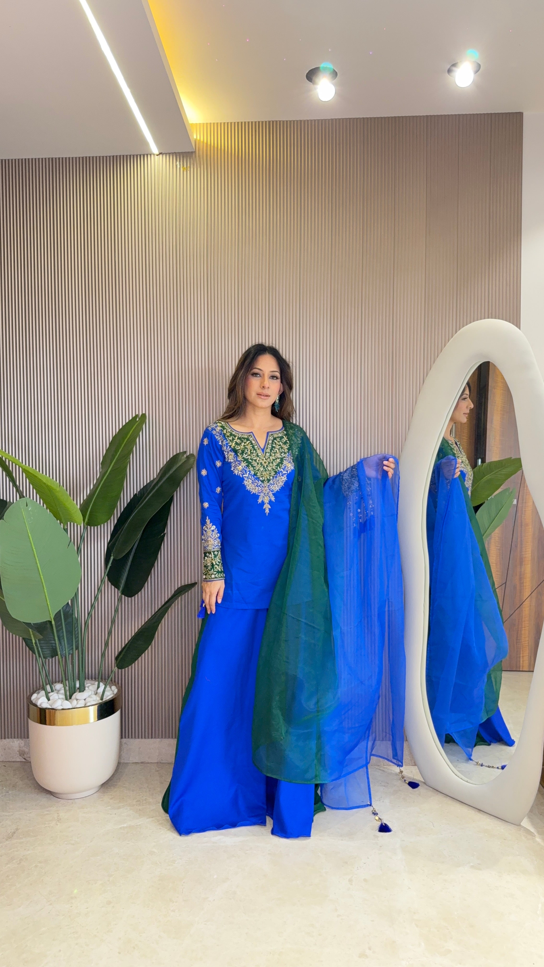 Blue and Green Suit Set