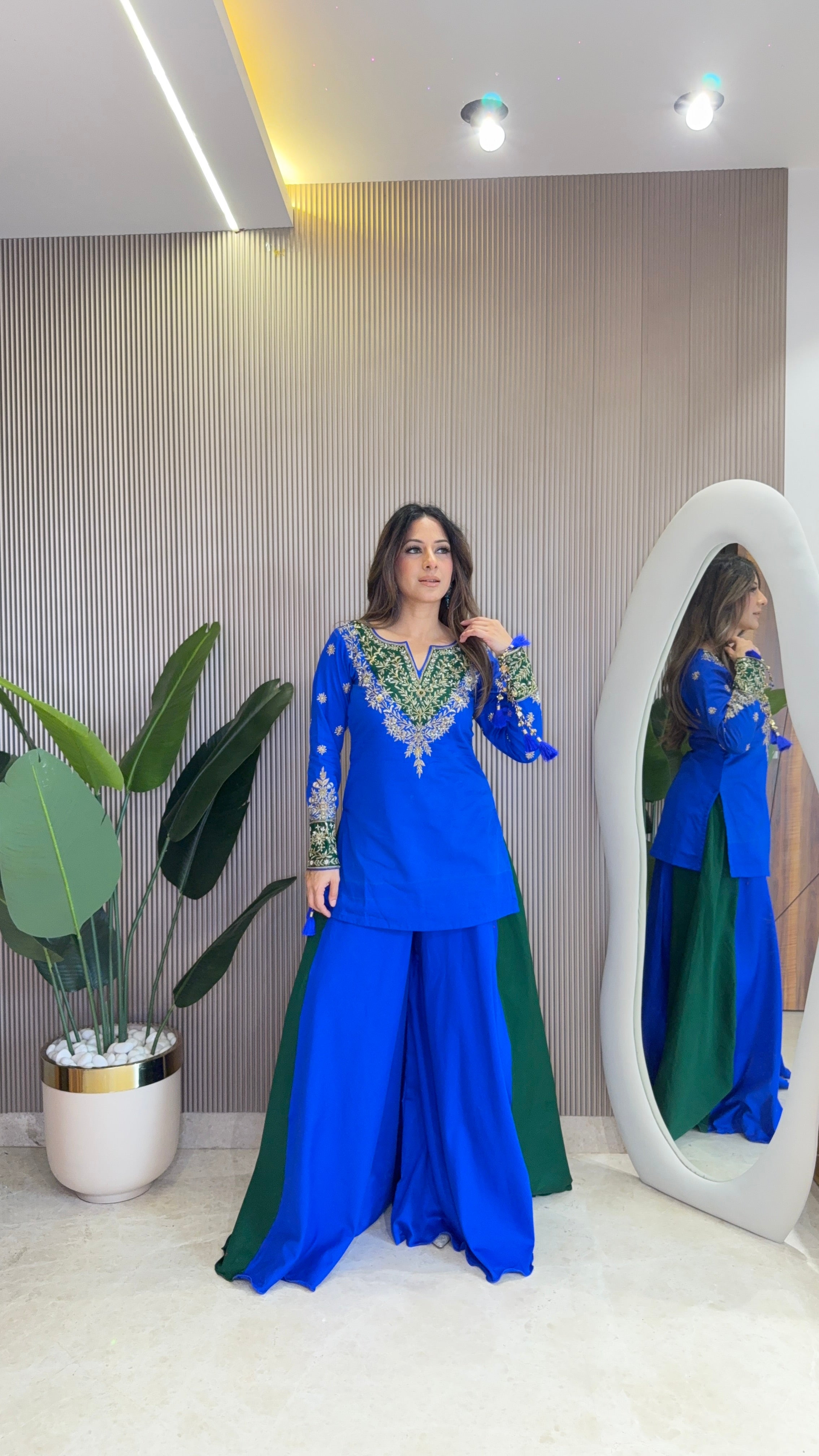 Blue and Green Suit Set