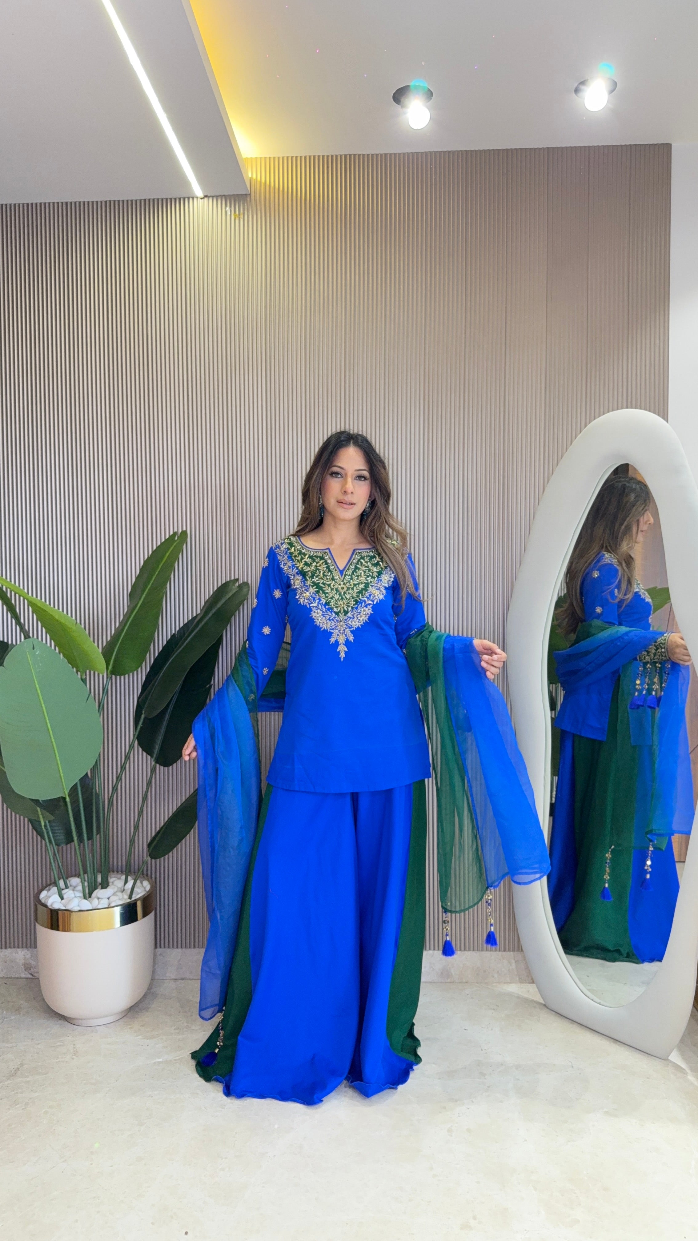 Blue and Green Suit Set
