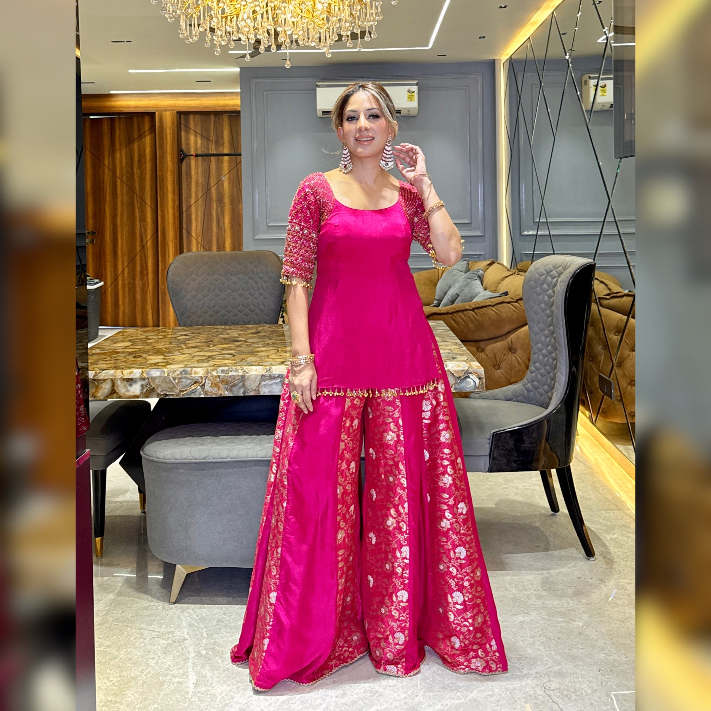 Pink Plazzo Set