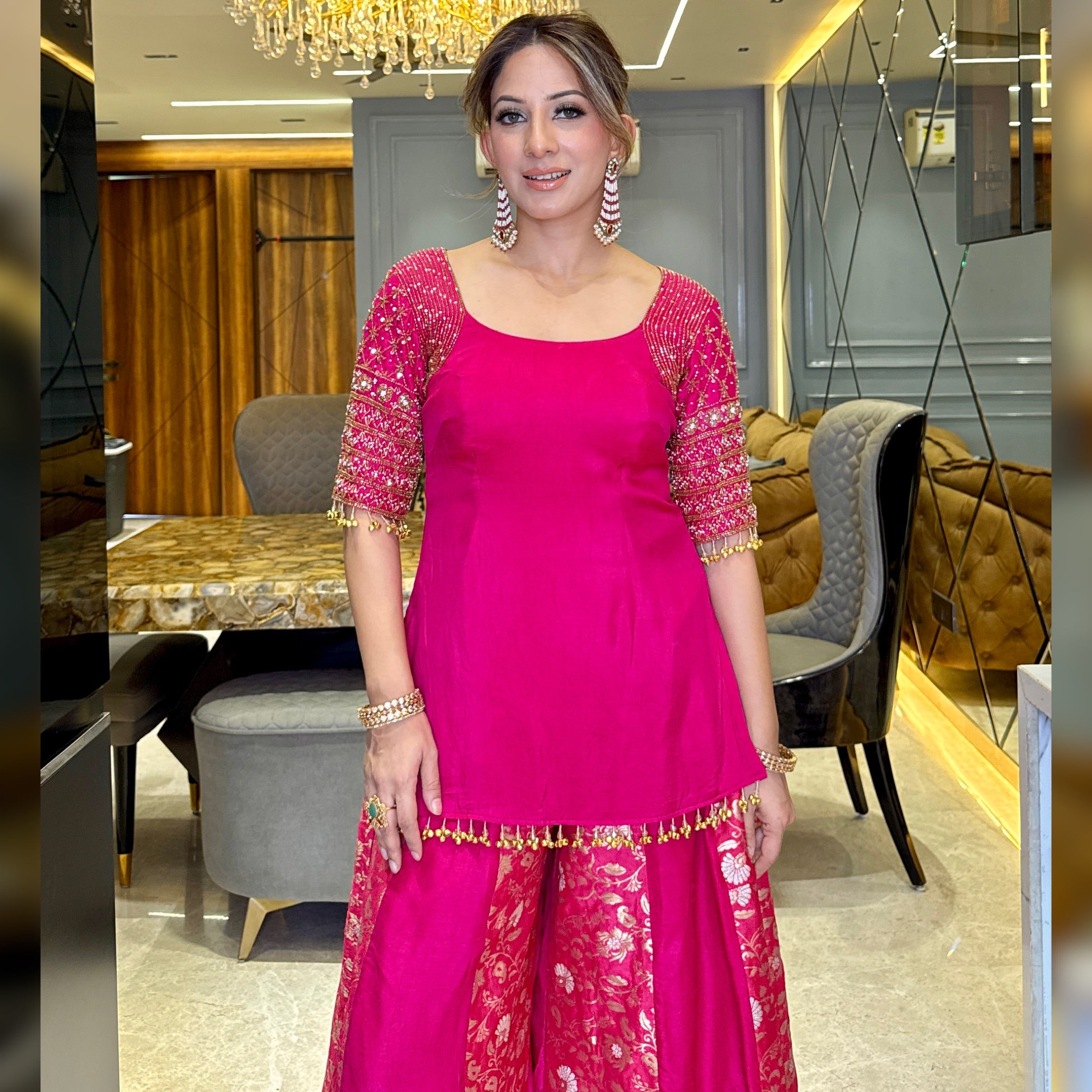 Pink Plazzo Set