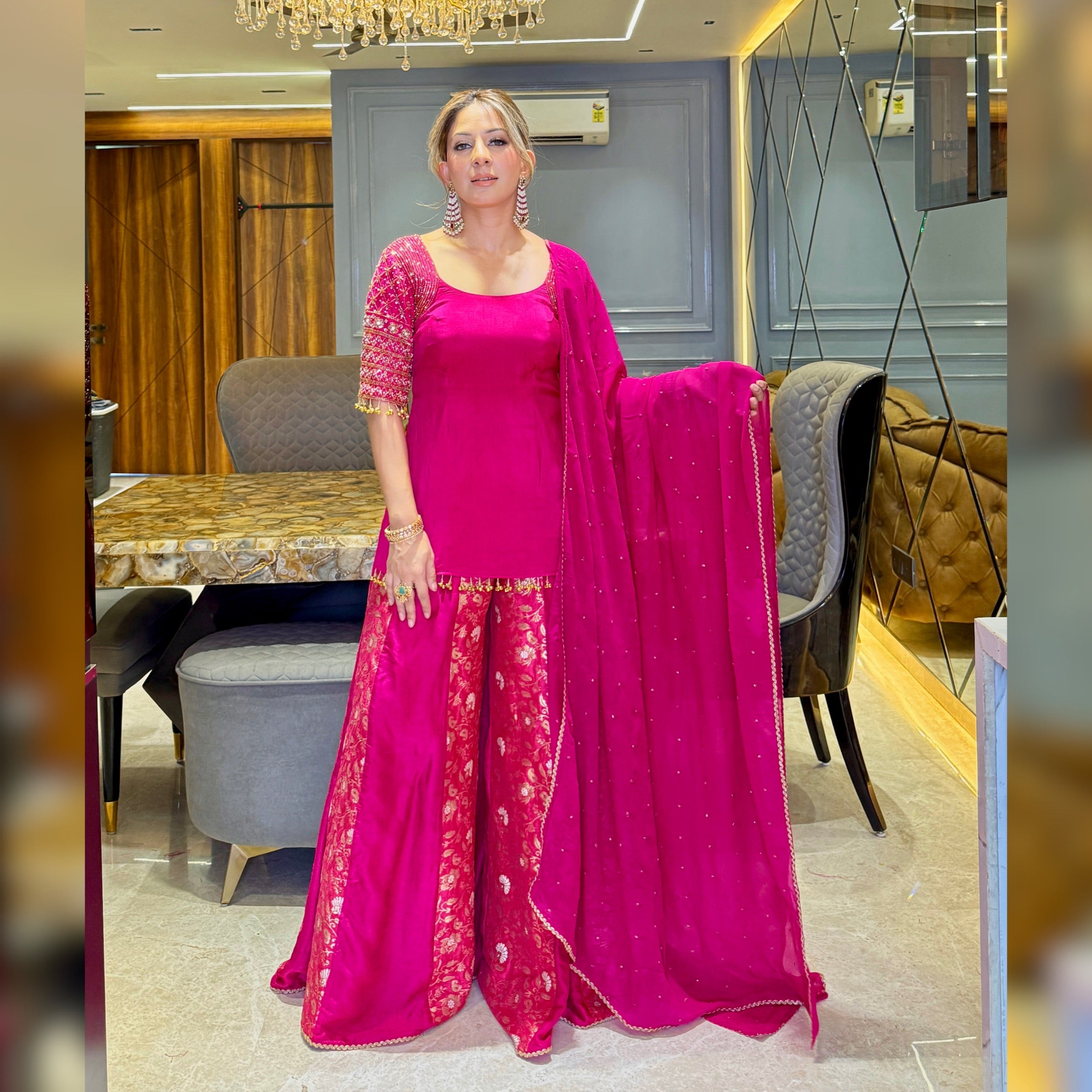 Pink Plazzo Set