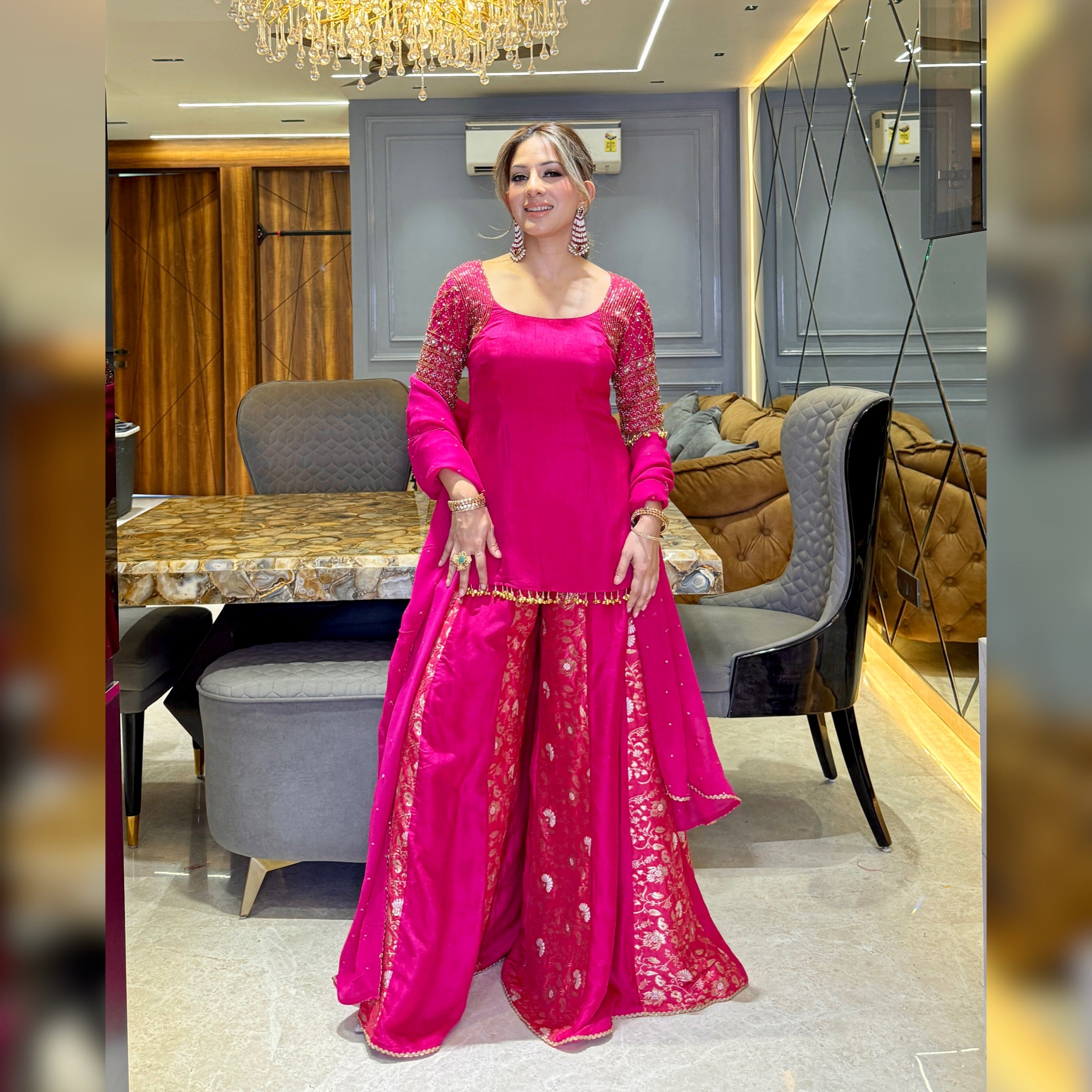 Pink Plazzo Set