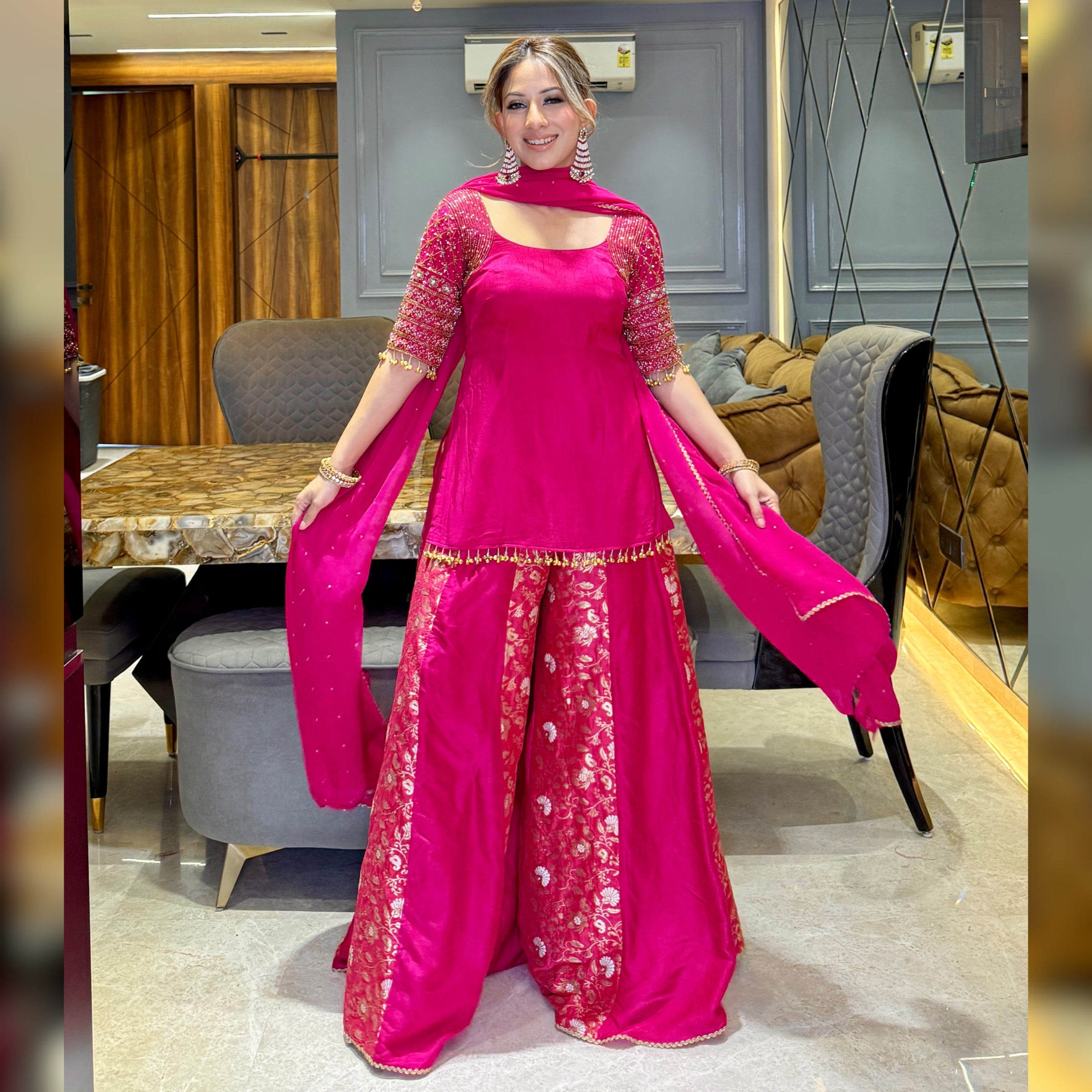 Pink Plazzo Set