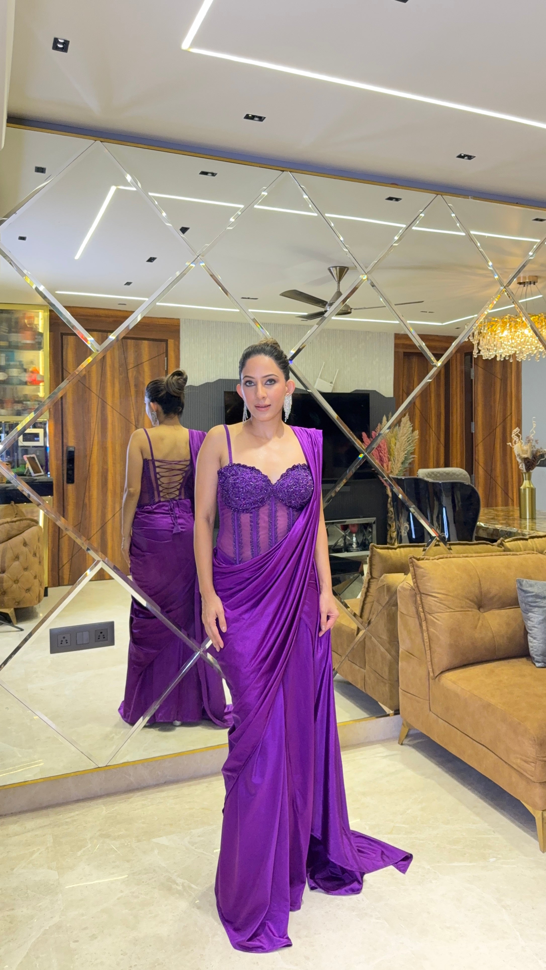 Purple Corset Saree
