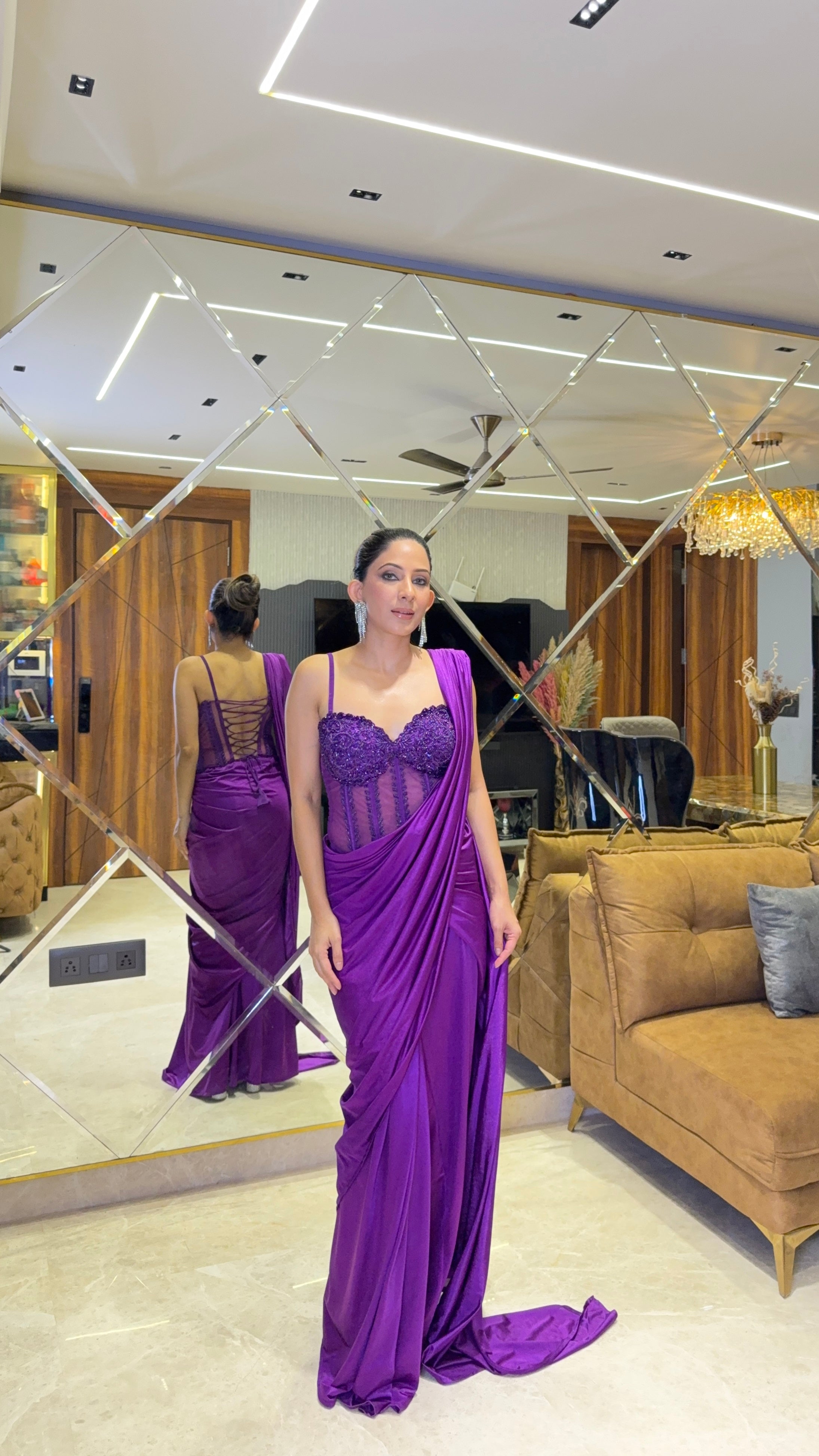 Purple Corset Saree