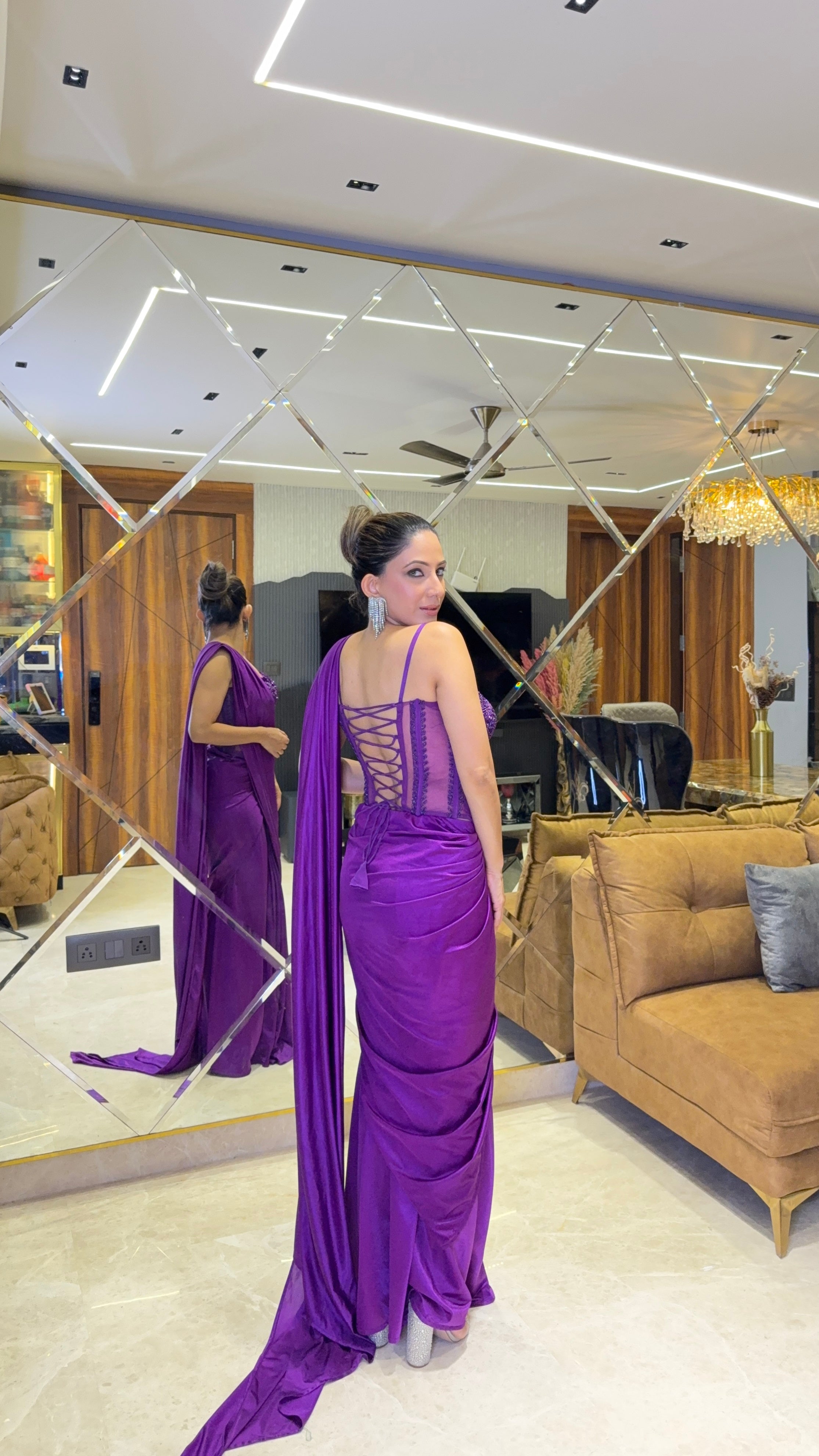 Purple Corset Saree