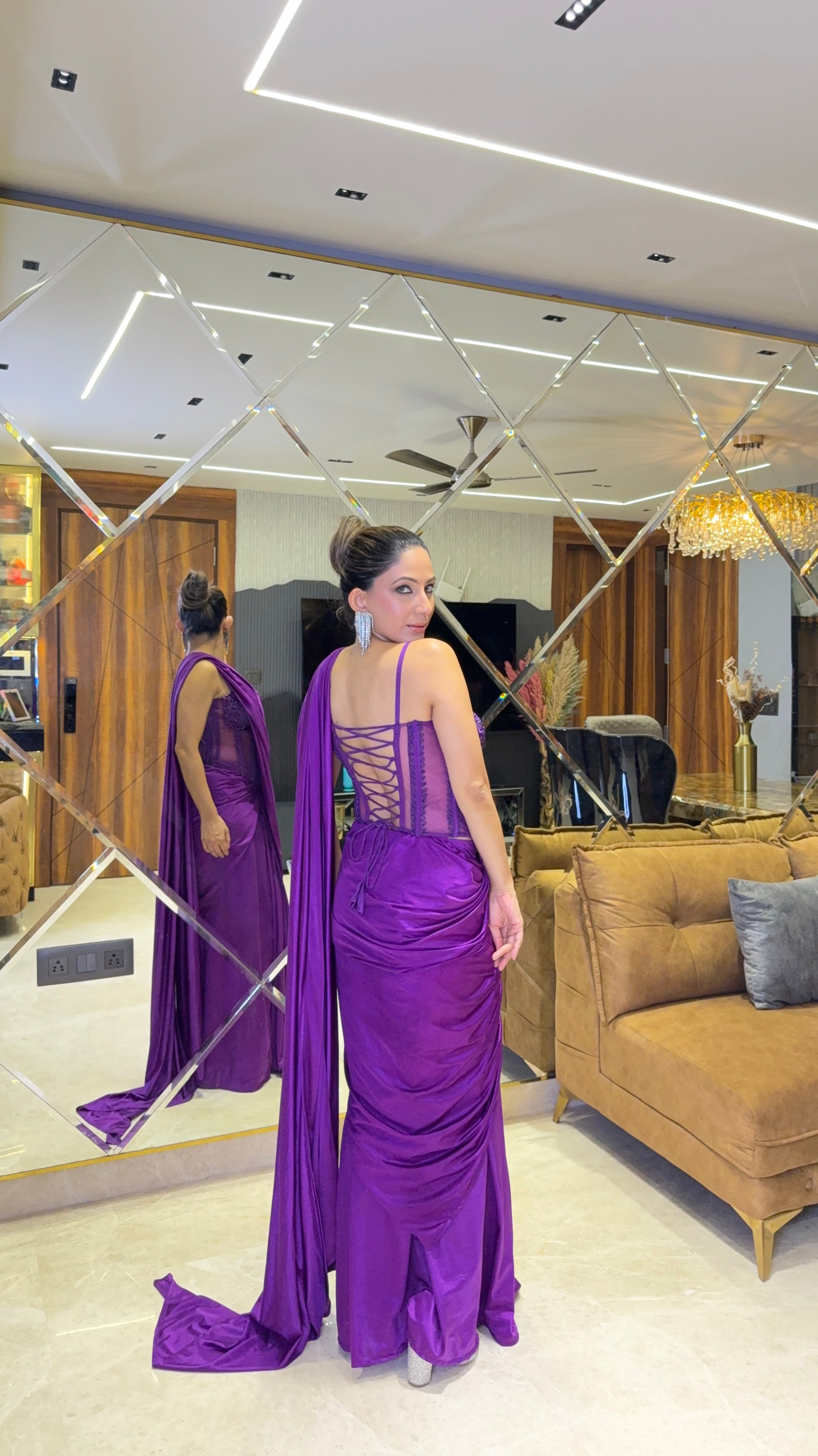 Purple Corset Saree