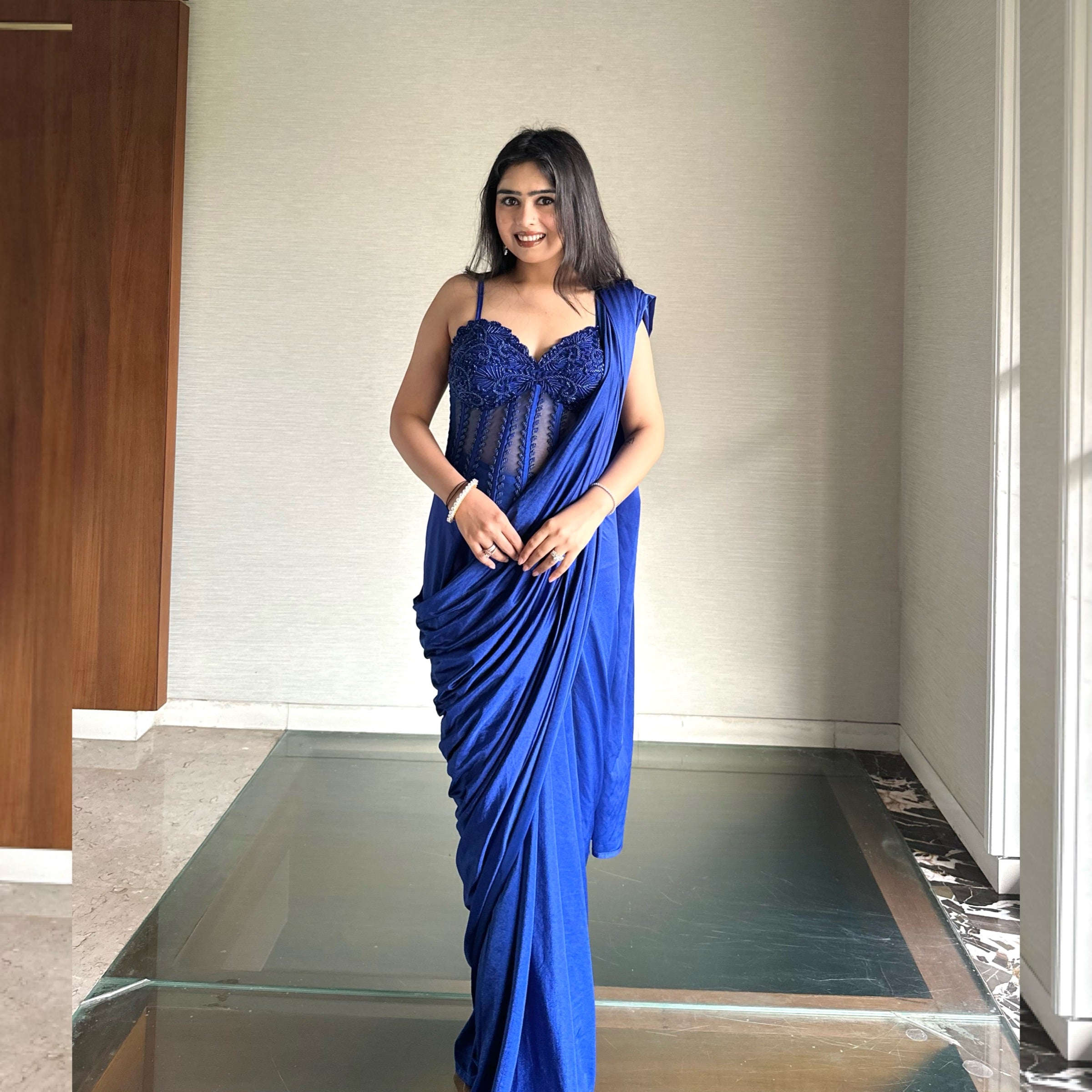 Royal Blue Corset Saree