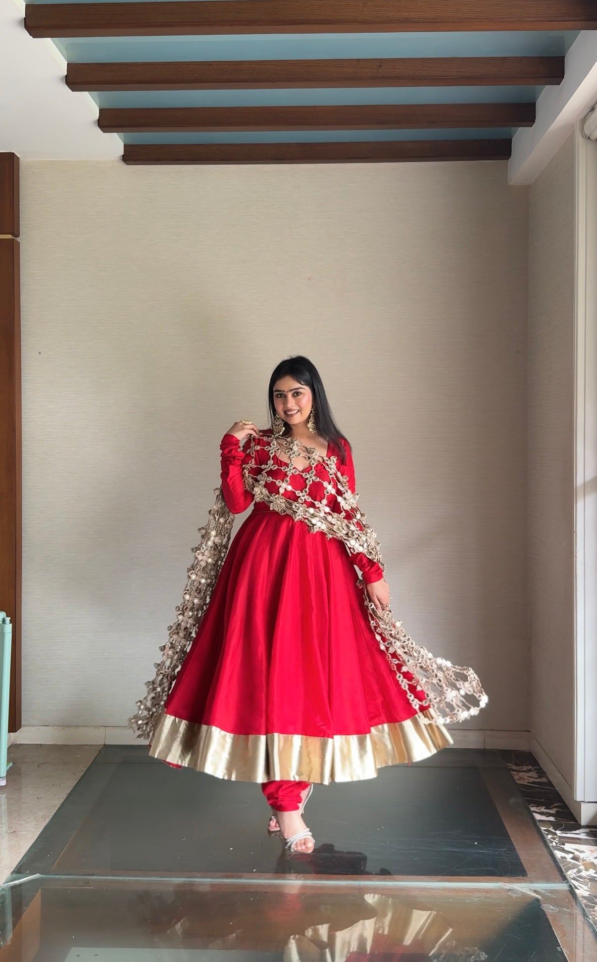 Anarkali with Seeshmahal Dupatta