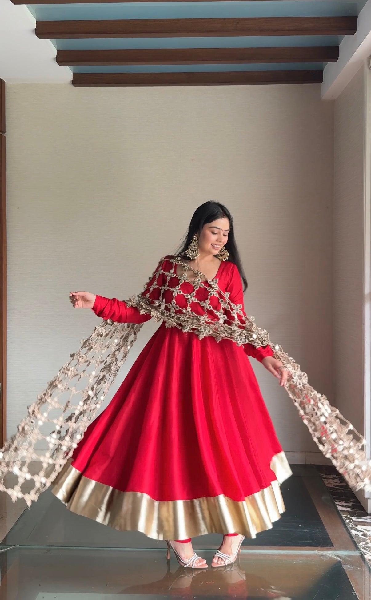 Anarkali with Seeshmahal Dupatta