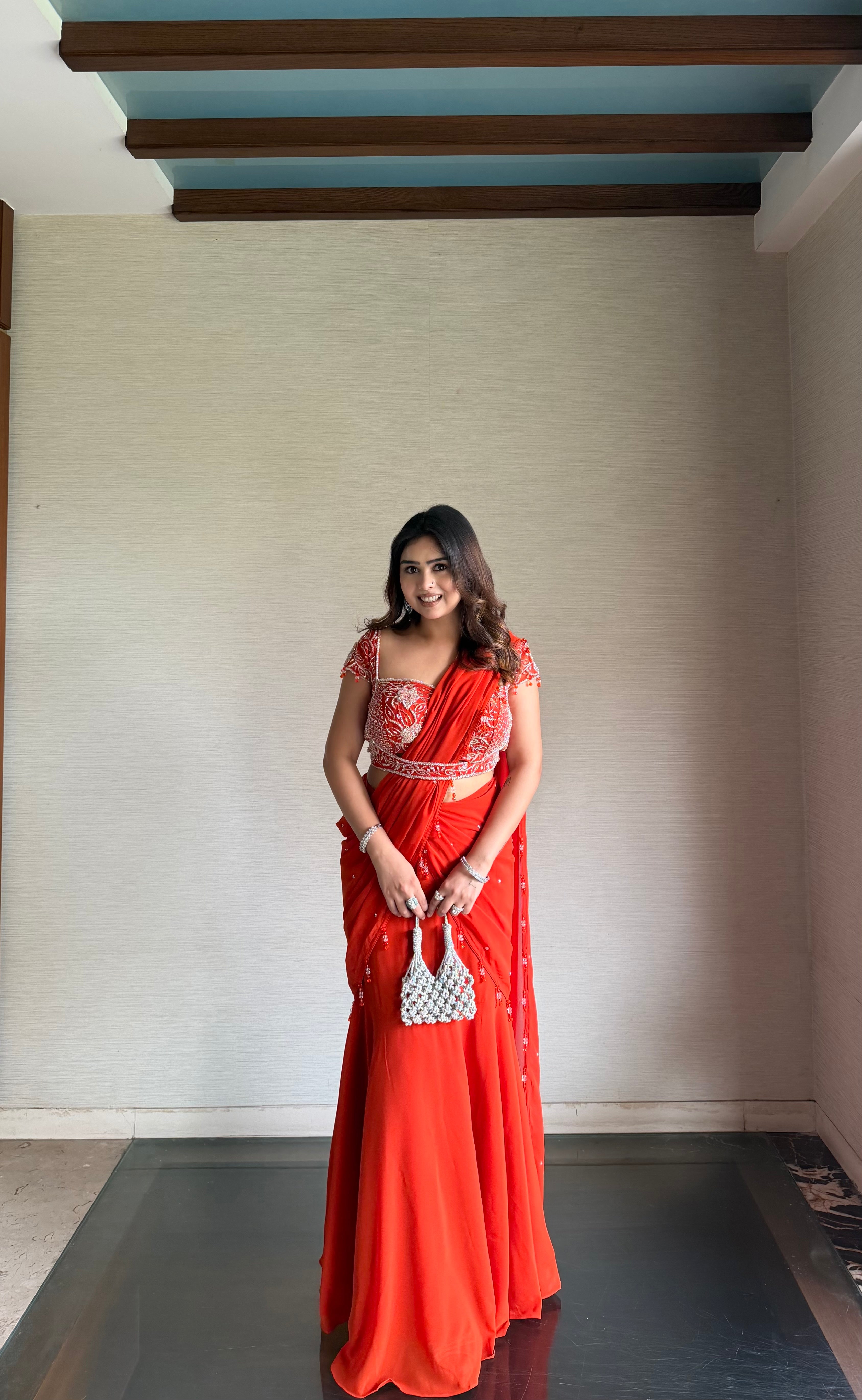 Orange Cut-out Saree