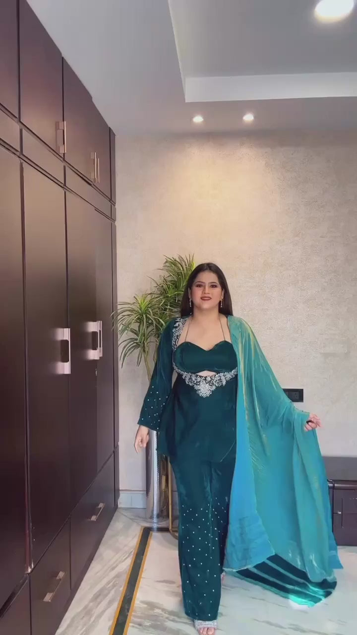 Teal Velvet Three-piece set